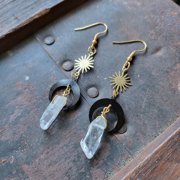 Cosmic crystal earrings moon star - Picture 1 of 4